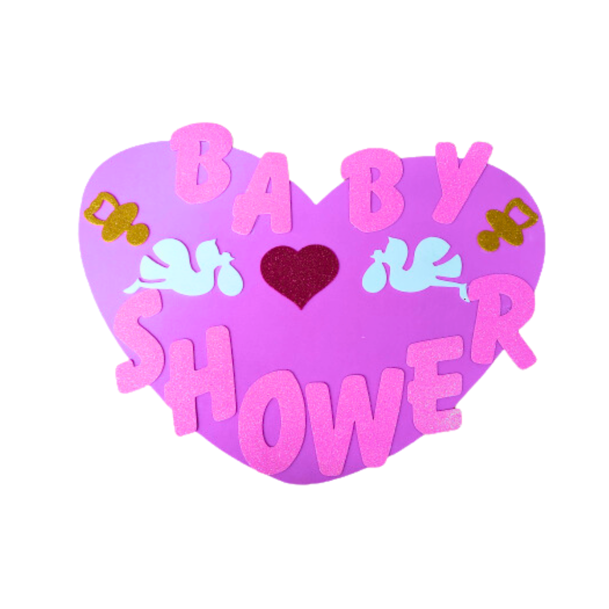 Cartel goma eva Baby shower rosa corazón