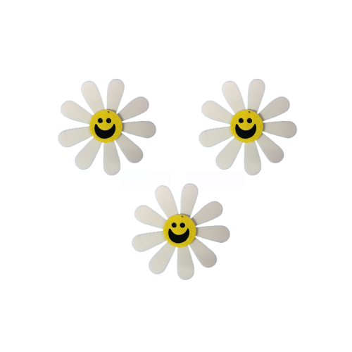 Flores con Carita Feliz Blancas x3 unid.
