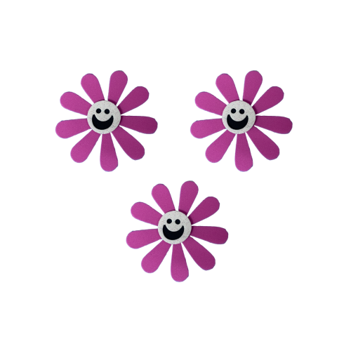Flores con Carita Feliz Rosa x3 unid.