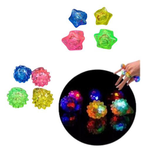 Anillos Silicona Con Luz Led Surtidos X10 Cotillon Luminoso