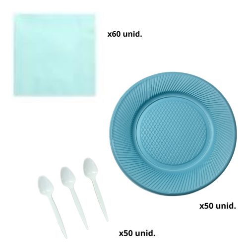 Combo Kit Platos Cucharas Servilletas Colores Fiesta - Imagen 4