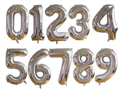 Globos Numeros Metalizados Plata Grande De 32´´ 70cm X1 Unid