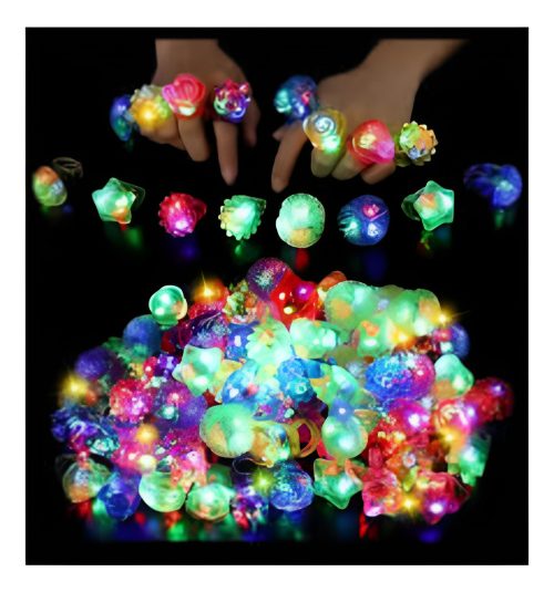 Anillos Silicona Con Luz Led Surtidos X30 Cotillon Luminoso - Imagen 2