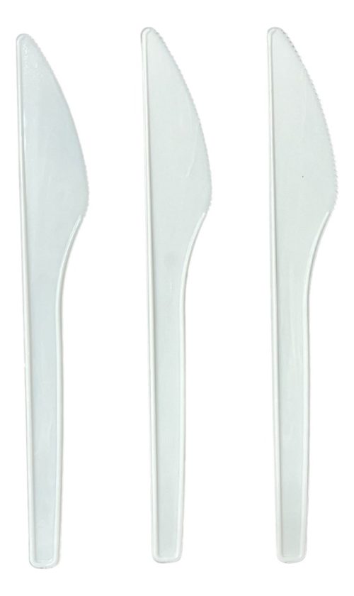 Cuchillo Plastico Blanco Descartable X 100 Uni.