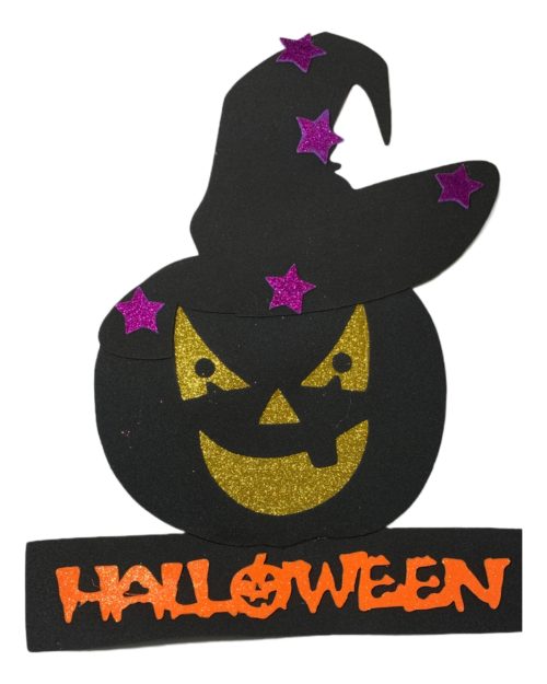 Cartel Decorativo Halloween Calabaza Con Gorro Fiesta