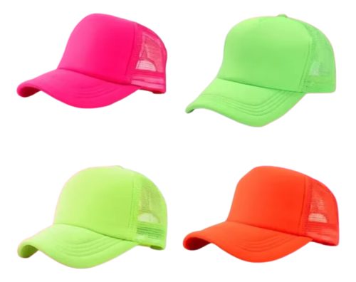 5 Gorras Viseras Trucker Fluo Cotillón Fluor Gorro