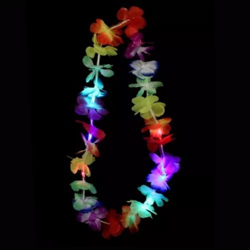 Collar Flores Hawaiano Led Disfraz Cotillon Luminoso - Imagen 3