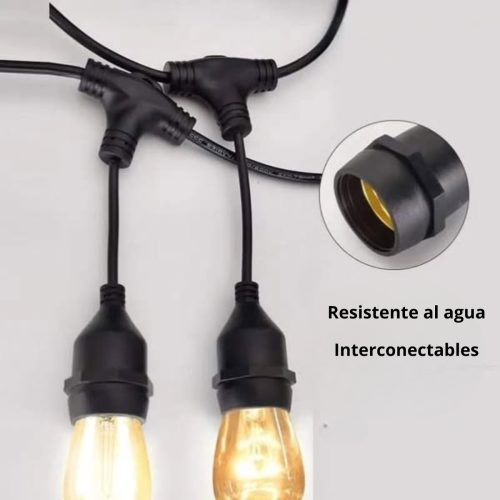 10 Mts Guirnaldas Luces Sellada Lluvia Exterior Ip65 S/luces - Imagen 4