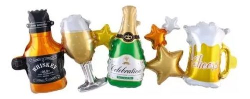 Globo Deco Guirnalda Botella Champagne Chop Cerveza Cotillon