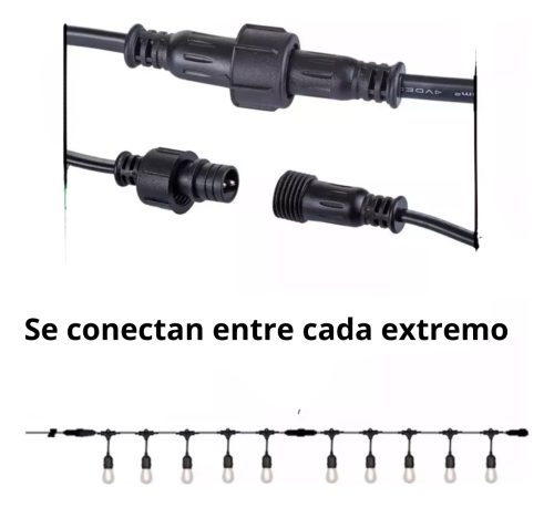 10 Mts Guirnaldas Luces Sellada Lluvia Exterior Ip65 S/luces - Imagen 6