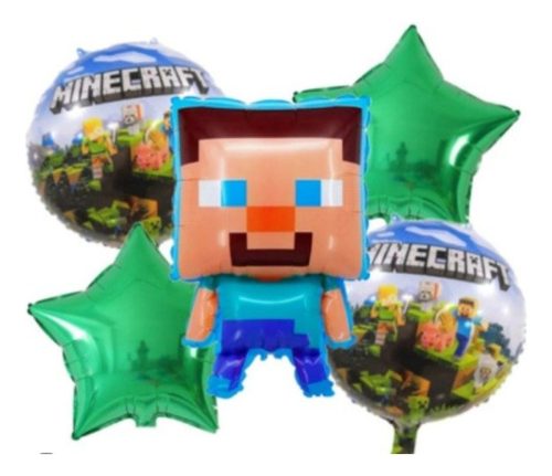 Combo Globos De Cumpleaños Minecraft Kit Completo - Imagen 2