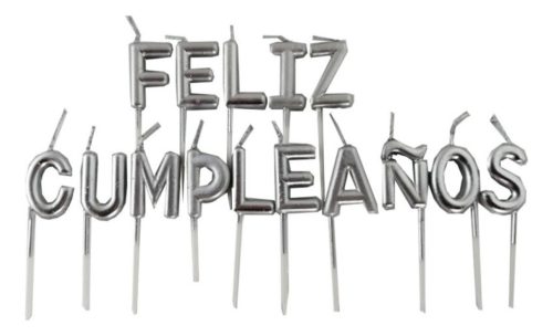 Vela Frase Feliz Cumpleaños Metalizada Adorno