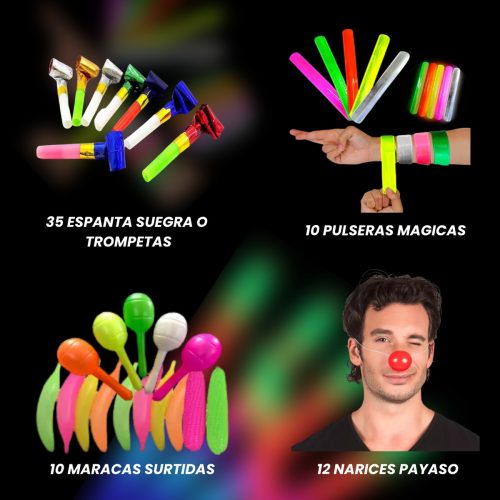 Combo Cotillon Fluor Carioca 115 Articulos 50 Personas - Imagen 2