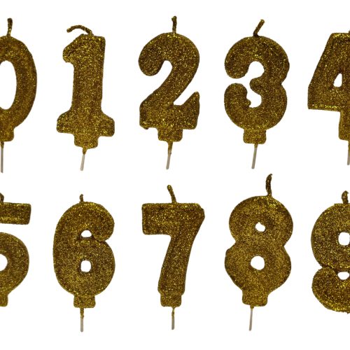 Vela Cumpleaños Numero Gibre Dorado Con Base X 1u Fiesta