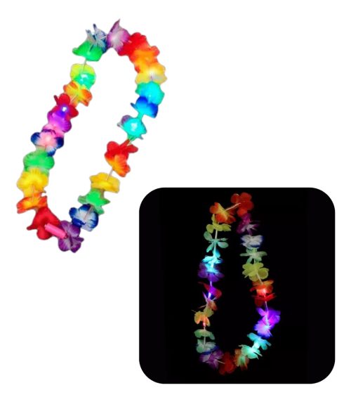 Collar Flores Hawaiano Led Disfraz Cotillon Luminoso