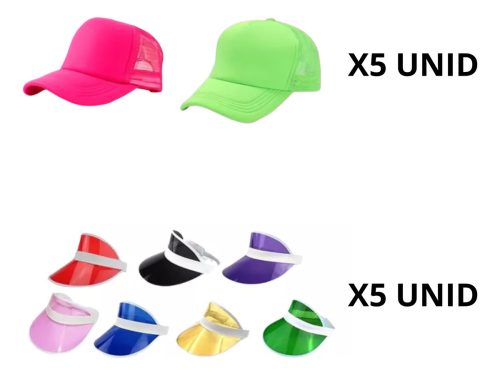 Combo Gorras Sombreros Cotillon Carioca Fluo - Imagen 2