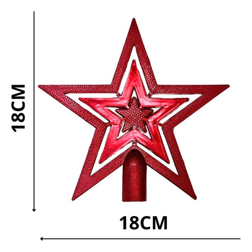 Puntal Estrella Brillo Para Árbol Adorno De Navidad 18 Cm - Imagen 3