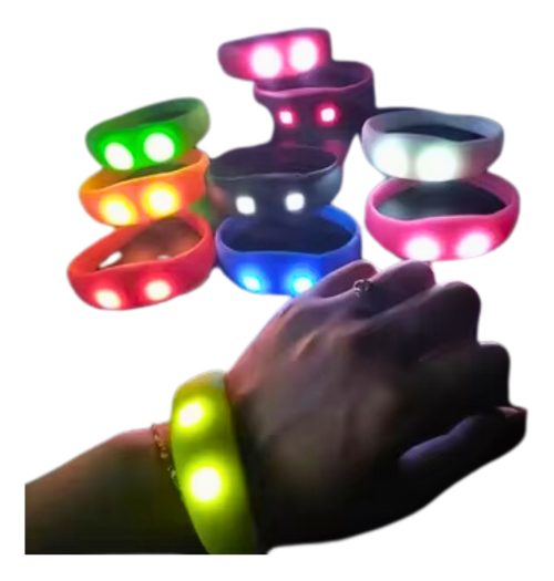 Pulsera De Goma Led X 6 Silicona Luminoso Luces Cotillon