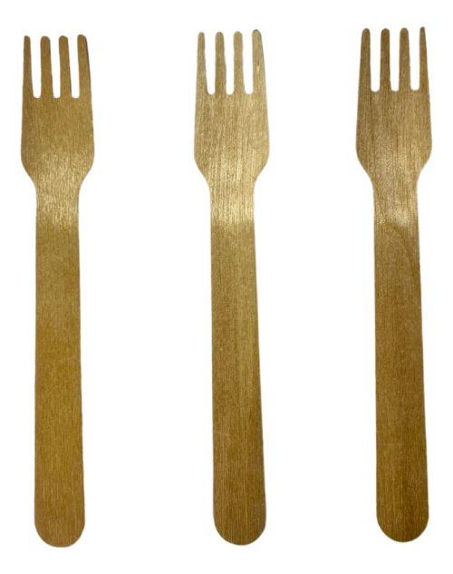 Tenedor Madera Bambú Descartable 14cm Pack 25 Unidades