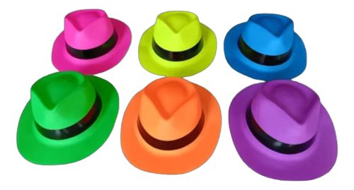 Gorros Plastico Fluo Mafia X 12 Cotillon Carioca Fiesta