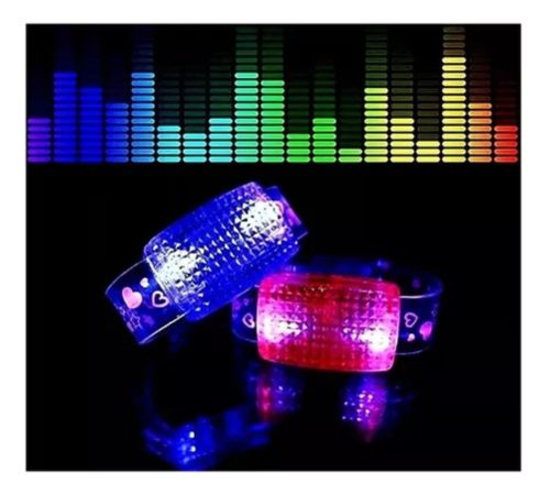 Pulseras Audio Ritmica Cotillón Luminoso Música X12 - Imagen 3