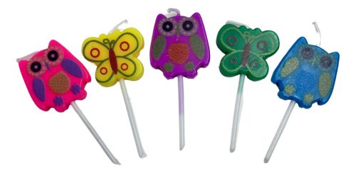 Velas Set Forma Mariposa Animales X5 Torta Cotillon